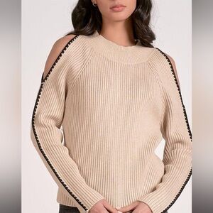 Elan Beige Off-the-Shoulder Sweater